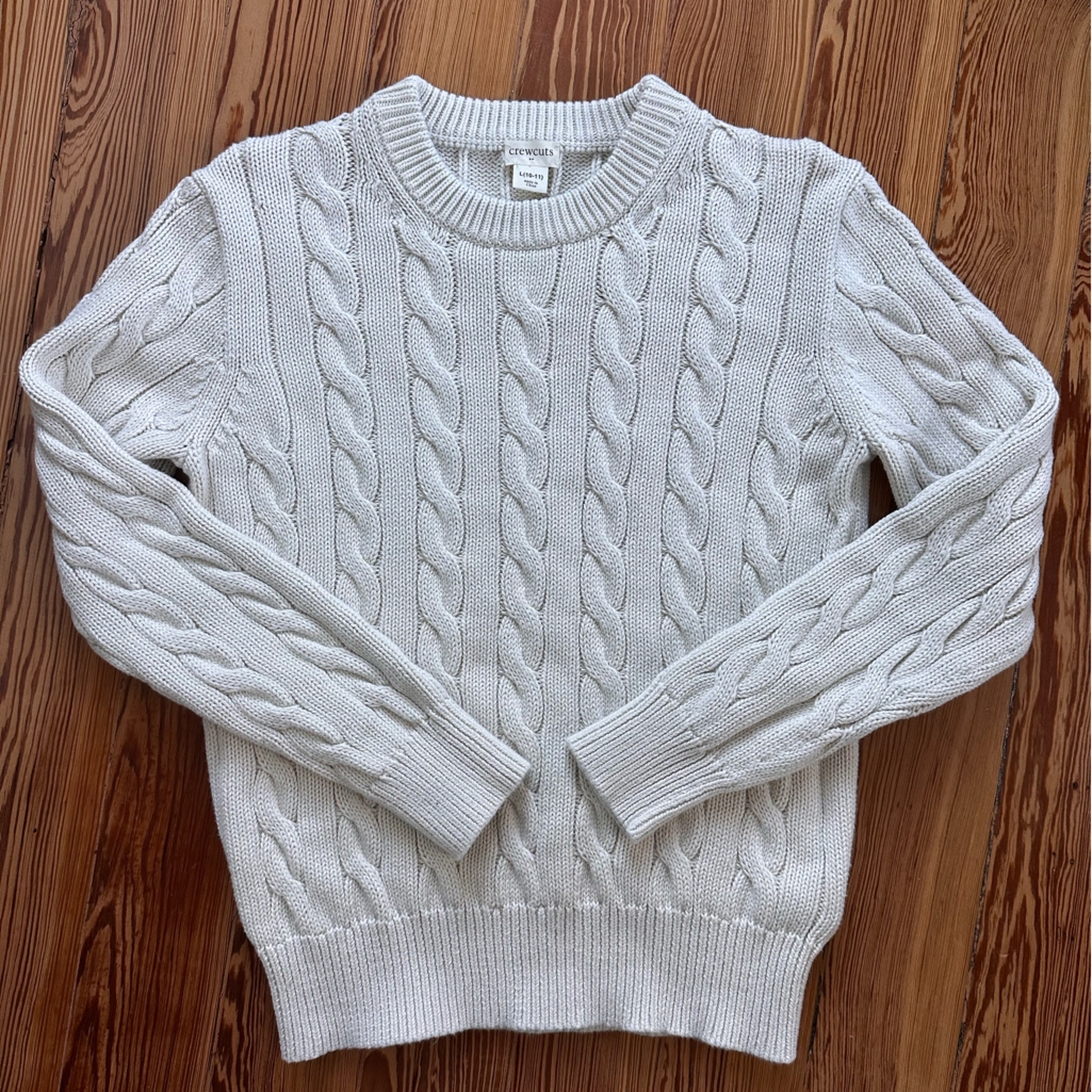 Crewcuts Girls Cable Knit Sweater - Cream, Large (10-11 Yrs)